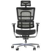 Ergonomiczne krzesło obrotowe/biurowe ErgoNew S8(2) - wysuw siedziska, regulowane oparcie, podłokietniki i zagłówek, siedzisko siatkowe, podstawa aluminiowa