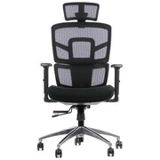 Ergonomiczne krzesło biurowe TREX CZARNY - wysuw siedziska, regulowane podłokietniki i zagłówek, oparcie siatkowe, podstawa aluminiowa - fotel obrotowy do 8-godzinnej pracy