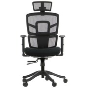 Ergonomiczne krzesło biurowe TREX CZARNY - wysuw siedziska, regulowane podłokietniki i zagłówek, oparcie siatkowe, podstawa nylonowa - krzesło obrotowe do 8-godzinnej pracy