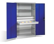 Metalowa szafa warsztatowa - różne kolory, 3 szuflady i 4 półki, 120x60x195 cm