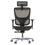 Ergonomiczne krzesło obrotowe/biurowe ErgoNew S1A(2) - wysuw siedziska, regulowane oparcie, podłokietniki i zagłówek, siedzisko siatkowe, podstawa aluminiowa