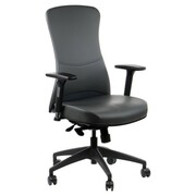 OUTLET - Fotel biurowy gabinetowy KENTON tapicerowany ekoskórą, kolor grafit