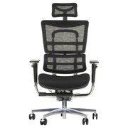 Ergonomiczne krzesło obrotowe/biurowe ErgoNew S8(2) - wysuw siedziska, regulowane oparcie, podłokietniki i zagłówek, siedzisko tkaninowe, podstawa aluminiowa