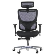 Ergonomiczne krzesło obrotowe/biurowe ErgoNew S1A(2) - wysuw siedziska, regulowane oparcie, podłokietniki i zagłówek, siedzisko tkaninowe, podstawa aluminiowa