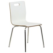 Stacjonarne krzesło konferencyjne, laminowane, stelaż ze stali nierdzewnej, kubełek biały, WERDI A