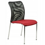 OUTLET - Krzesło biurowe konferencyjne HN-7502, stelaż chromowany, tkanina bordowa - do biura, hotelu, sali konferencyjnej