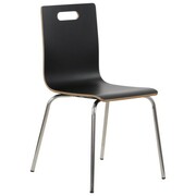 Stacjonarne krzesło konferencyjne, laminowane, stelaż ze stali nierdzewnej, kubełek czarny, WERDI A