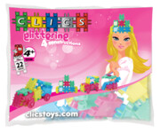 CZ109 Klocki CLICS Belgia - Glitter woreczek 22el. z połyskiem i brokatem