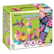 WADER ZABAWKI DLA DZIECI 41297 KLOCKI KONSTRUKCYJNE PASTELOWE 50el KIDS BLOCKS PINK Karton ZABAWKI EDUKACYJNE