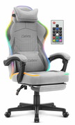Fotel gamingowy C502 Szary LED Tkanina Cabro