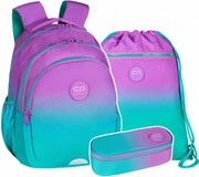 ZESTAW 3 el. Plecak wczesnoszkolny CoolPack JERRY 21 L fioletowe ombre, GRADIENT BLUEBERRY (E29505SET3CZ) Coolpack