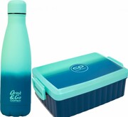 Zestaw bidon i śniadaniówka Drink&Go butelka termiczna CoolPack 500ml niebieskie ombre, GRADIENT BLUE LAGOON (Z04690+Z07690) Coolpack