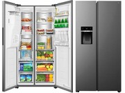 Lodówka Side By Side TCL RC591SXE0 No Frost 185cm Srebrna Matowy Metal (Galaxy Inox) Metal Cool Podajnik Wody Kostkarka 591L Lodówka RC591SXE0 TCL