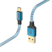 Hama KABEL USB-microUSB 1.5M HAMA REFLECTED niebieski # Hama