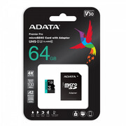 ADATA 64GB microSDXC Premier Pro 100MB/s U3 V30S A2 ADATA