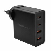 QOLTEC Ładowarka GaN Power Pro | 2xUSB-C | 2xUSB | 130W | 5-20V | 1.5-5A| PD | Czarna 52383 Ładowarka GaN Power Pro 2xUSB-C 2xUSB 130W 5-20V 1.5-5A PD Czarna 52383 QOLTEC