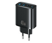 USAMS Ładowarka sieciowa 40W 2xUSB-A/2xUSB-C czarny USAMS