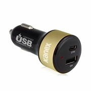 KANEX 1xUSB 1xUSB-C 27W (czarno - zloty) 1xUSB 1xUSB-C (czarno - złoty) KANEX