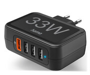 Hama ŁADOWARKA SIECIOWA 33W A 1xQC3.0, 3x USB-A CZARNA Hama