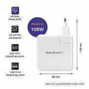 QOLTEC Ładowarka GaN FAST 108W | 5-20V | 3-4.7A | USB C | Biała 51710 Ładowarka GaN FAST 108W 5-20V 3-4.7A USB C Biała 51710 QOLTEC