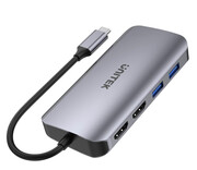 Unitek Hub USB-C 5Gbps, 2x HDMI 4K,czytnik SD, RJ-45, PD 100W Unitek