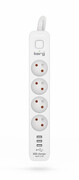 HSK DATA KERG z wyłącznikiem 4 gniazda, 3xUSB, 16A, 1,5m HSK DATA