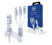 3mk Hyper Cable 3in1 A/C to C/Micro/Lightning 1.5m White 3mk
