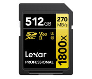 Lexar 512GB 1800x Professional SDXC UHS-II U3 V60 Lexar