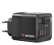 Verbatim GaN Charger 65W 2 Port retr cable US/EU/UK Verbatim