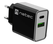 Natec RIBERA 1X USB-A + 1X USB-C 20W CZARNA Natec