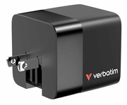 Verbatim GaN Charger 65W 2 Port retr cable US/EU/UK Verbatim