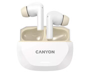 CANYON Słuchawki dokanałowe HEXAGON 7 TWS ANC+ENC Qi Biało - Beżowe CANYON