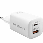 QOLTEC Ładowarka sieciowa 65W GaN ULTRA | 5-20V | 2.25-3.25A | 1 x USB typ C PD | 1 x USB QC 3.0 | Biała 50765 Ładowarka sieciowa 65W GaN ULTRA 5-20V 2.25-3.25A 1 x USB typ C PD 1 x USB QC 3.0 Biała 50765 QOLTEC