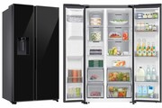 Side By Side SAMSUNG RS70F64KEBEO AI No Frost 178,6cm Czarne Szkło Podajnik Wody Kostkarka 635L RS70F64KEBEO SAMSUNG