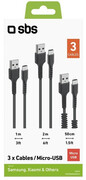 SBS Zestaw 3 kabli USB-microUSB SBS czarny # SBS