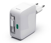 Hama ŁADOWARKA GAN 65W Z KABLEM USB-C ZWIJANYM 2X USB-C BIAŁA Hama