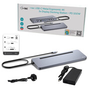 i-tec USB-C - Metal Ergonomic 4K 3x Display Docking Station PD100W i-tec