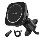Unitek Ładowarka samochodowa 38W z uchwytem MagSafe Qi 15W Unitek