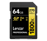 Lexar 64GB 1800x Professional SDXC UHS-II U3 V60 Lexar