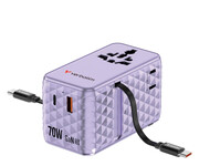 Verbatim Charge ’n Travel 70W 2C retractable Universal Adapter purple Verbatim