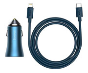 Baseus Golden Contactor Pro Car Charger U+C Blue + cable Baseus