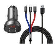 Baseus ładowarka samochodowa 2x USB 4,8A 24W z LCD Baseus