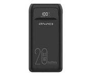 AWEI P169K 20000mAh 22.5W czarny wyświetlacz + kable PD/Lightning AWEI
