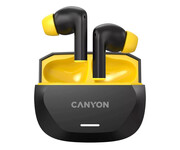 CANYON Słuchawki dokanałowe HEXAGON 7 TWS ANC+ENC Qi Czarno - Żółte CANYON