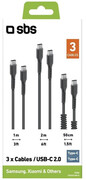 SBS Zestaw 3 kabli USB-C - USB-C SBS czarny # SBS