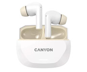 CANYON Słuchawki dokanałowe HEXAGON 7 TWS ANC+ENC Qi Biało - Beżowe CANYON