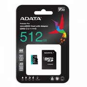 ADATA 512GB microSDXC Premier Pro 100MB/s U3 V30S A2 ADATA