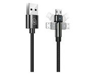 USAMS Kabel pleciony obrotowy U60 2A microUSB czarny USAMS