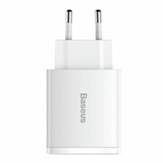 BASEUS sieciowa Compact Quick Charger 2xUSB USB-C PD 3A 30W (biała) CCXJ-E02 sieciowa Compact Quick Charger 2xUSB USB-C PD 3A 30W (biała) CCXJ-E02 BASEUS