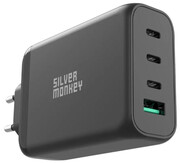 Silver Monkey Ładowarka sieciowa GaN 140W USB-C PD 3.1 + USB 3.0 QC B Silver Monkey